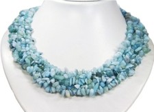 Beautiful Aquamarine Sliver Necklace Multi Row