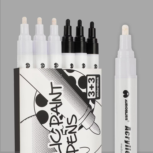 Marqueur blanc noir 3mm - blanc, 2-3mm