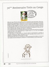 Herge Tintin  timbres  republique Congo  2001 feuillet d'or 500 ex numerote