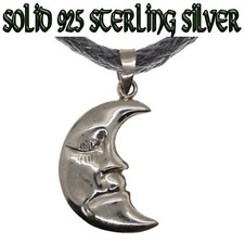 Pendentif Homme Dans La Lune En Argent Sterling 925 Étoile Céleste Soleil