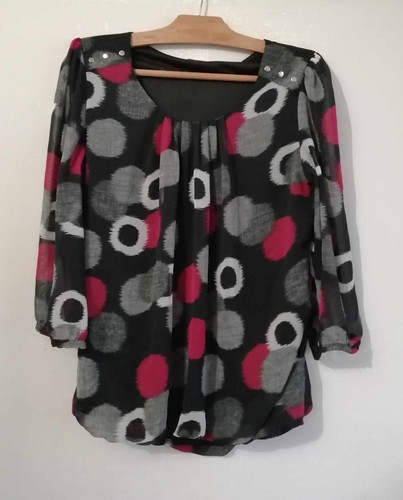 Blouse noir gris - , rose