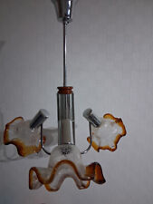 Vintage Antique Glass Tulip 3 Branch Chandelier