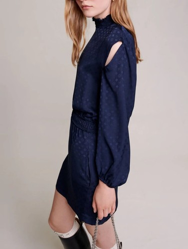 Robe maje satin bleu marine - maje, en