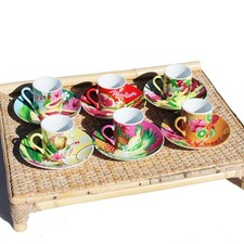 Set of 6 Coffee Cups + Saucers Geneviève Lethu Bondi Beach Collection