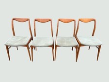 4 CHAISES SCANDINAVES VINTAGE EN TECK ANNÉES 60 ASSISE TISSUS