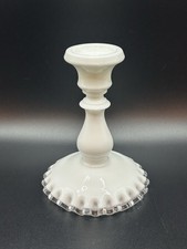 VTG Fenton Silver Crest Milk Glass Single Candlestick Candle Holder