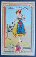  Ancienne étiquette 1870 FIL LIN A LA PLIEUSE Cordonnet linen thread label 5