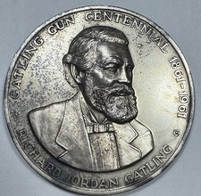 1961 Gatling Gun Centennial .999 Silver Medal Wahl No 194 60mm 3.62oz