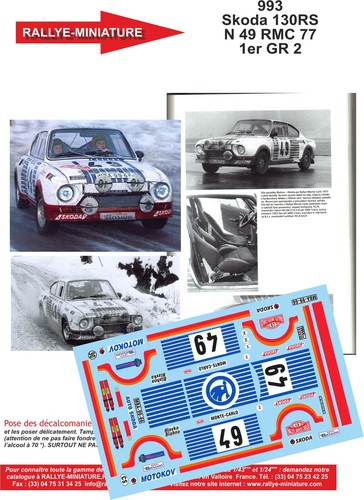 Decals ref 0993 skoda 130 - ref,