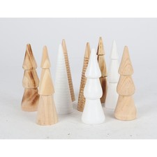 WH Arbre Décoratif Bois 4,8x15cm 18 Pièce Figurine Décorative Holzdeko Noël