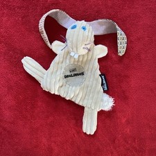 🇫🇷 Doudou Plat Lapin Les Déglingos Écru Rose Côtelé LES DEGLINGOS État NEUF