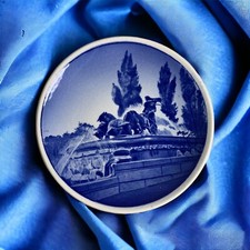 Royal Copenhagen Plate 3 1/4 Across Denmark Chariot Teabag Caddy Spoon Rest Blue