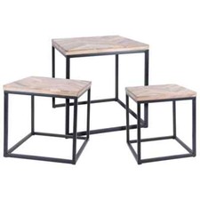 H&S Collection Teck Ensemble de Tables d'Appoint 3 pcs Gigogne Table Basse