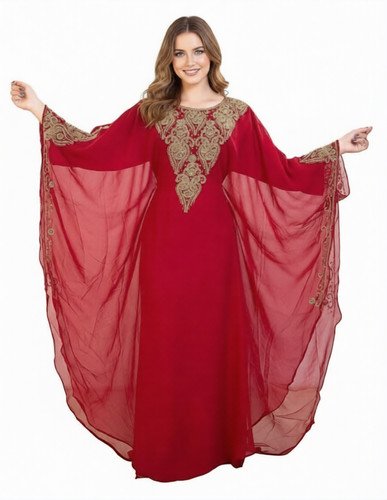 élégante robe rouge dubaï - rouge,