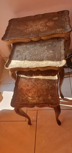 Guéridon acajou 3 tables - +,