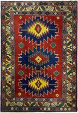 4x5' Red Semi Antique Russian Kazak Rug 23452