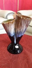 Vase Vintage Double Col en Grès Flammes Grand Feu 