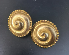 Boucles D’oreille Clips Couture Métal Doré Vintage Années 80