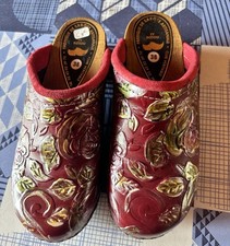 NEUFS SABOTS TY BOTOU EN CUIR T.38 ROUGE FABRICATION ARTISANALE 