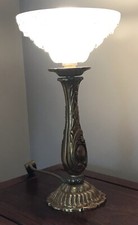 Antique Art Deco Ezan Bronze Table Lamp / Light. Beautiful Working Condition