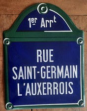 Antique enamel plaque RUE SAINT GERMAIN L AUXERROIS Paris loft bar 40x51cm