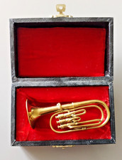 WOODEN CHEST - METAL MUSICAL INSTRUMENT - TUBA - 12.5*7.5*5.5CM