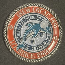 IBEW Local 349 Challenge Coin Miami Florida Dolphins NFL Lit Since 1907
