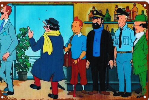 Plaque métal vintage tintin - métal,