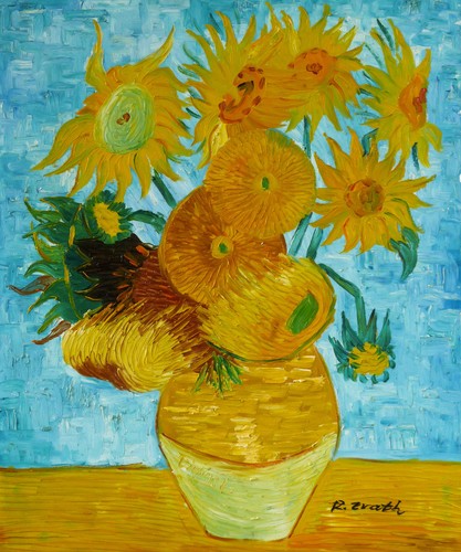 Tableau vase handgemalt - -,
