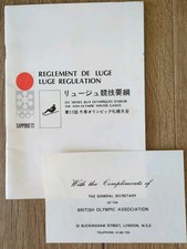 1972 Sapporo Winter Olympics – Luge Regulations Booklet + BOA Slip RARE