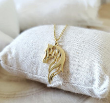 Collier joli cheval acier inoxydable plaqué or cadeau femme et fille