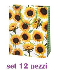 Z 12 Pièces Sacs Cadeaux Fantaisie Tournesols Résistants 26x32x12,5cm