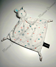 Doudou Plat Lapin Blanc Rayé
