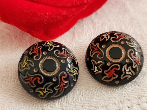 Duo boutons anciens verre - boutons, en