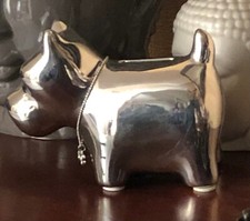 Tirelire chien argenté