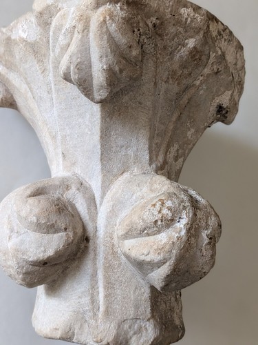 Chapiteau roman marbre blanc - ,