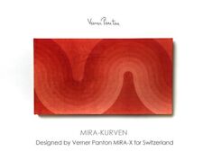 Vintage Verner Panton Mira X KURVEN 23 pouces rouge tableau d'art mural tissu...