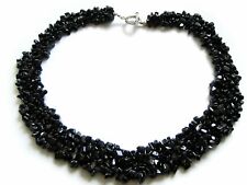 Gorgeous Gemstone Onyx Multi Row Sliver Necklace