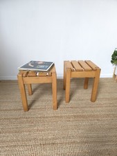 PAIRE TABOURETS BOIS STYLE REGAIN VINTAGE-PIN- DESIGN-1980-DÉCO-CHALET-GÎTE