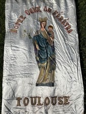 Sacred Banner Notre Dame Du Férétra Toulouse Painted & Signed Monsérié
