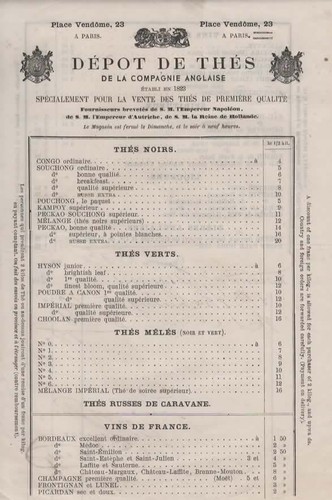 Tarif 1867 dépot - 1867, de