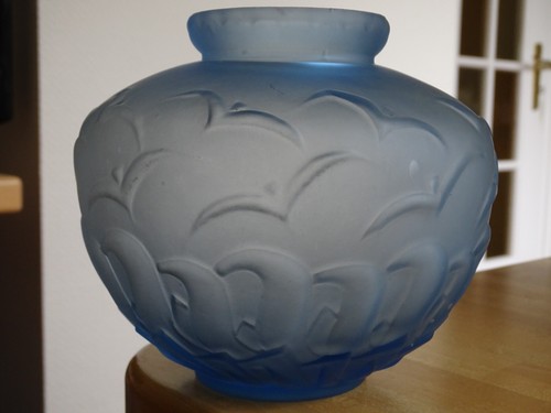 Ancien vase verre mouler - mouler, bleu