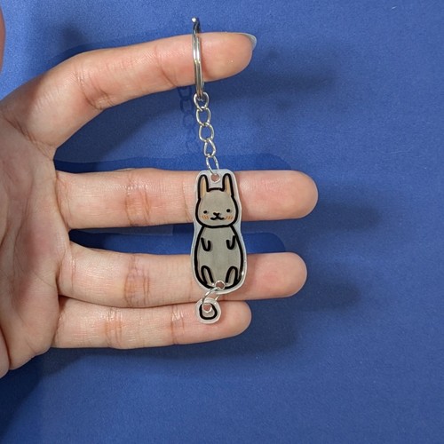 Porte clé lapin gris queue - lapin,