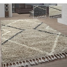 Tapis Shaggy salle de séjour haute pile de diamants motif skandi design vers. Co