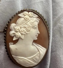 Hand-Carved Shell Cameo Brooch & Pendant