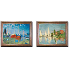 Bronze Framed Argenteuil Boats by Monet 2-pc Canvas Art Set (16 in x 20 in Each)