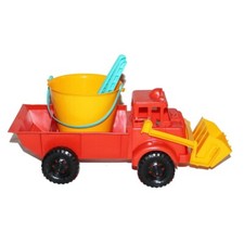 Jouet de plage vintage Camion Sitap + seau / pelle / rateau + moules Mickey