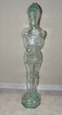 ANTIQUE LARGE WHITE MOLDED GLASS BOTTLE KNIGHT IN ARMOR