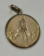 Antique Art Nouveau "Bicycle" Pendant - Gold Plated