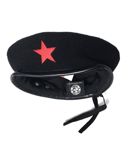 Black military beret - black, with
